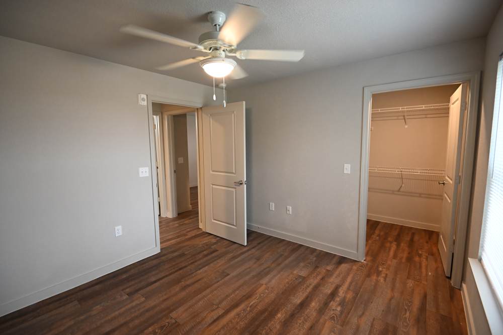 Bedroom with large closet at Carver Ridge in Hutto, Texas