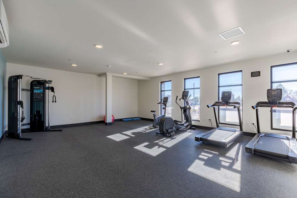 Fitness Center with Cardio Machines at Sable Station in Aurora, Colorado