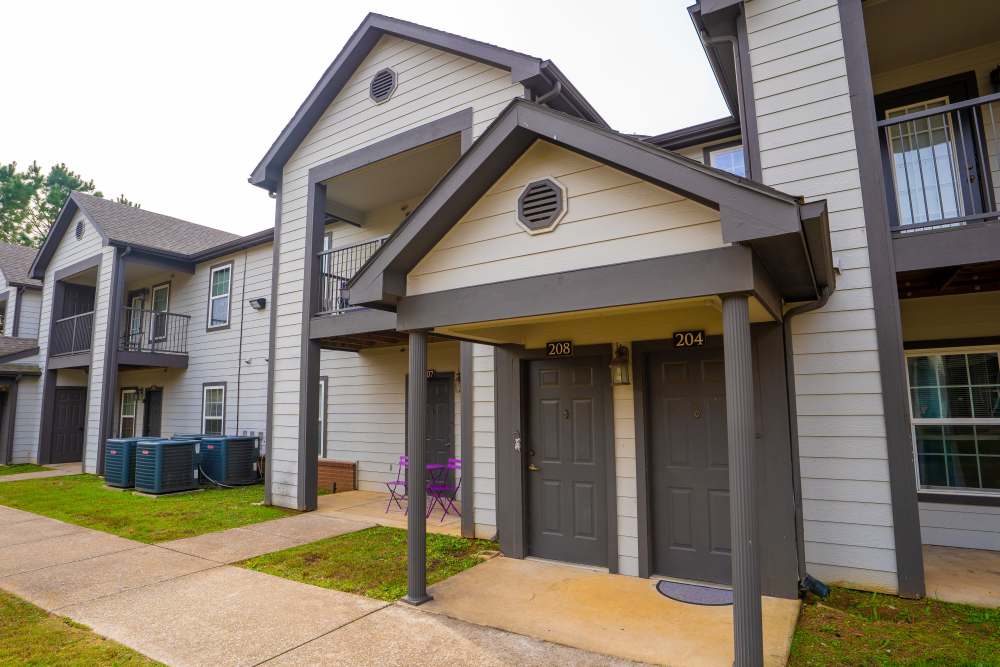 Patway and entry view of house at Hampton Village in Palestine, Texas