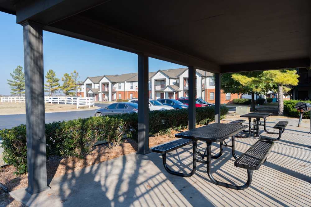 Seating at parking at Elizabeth Place in El Reno, Oklahoma