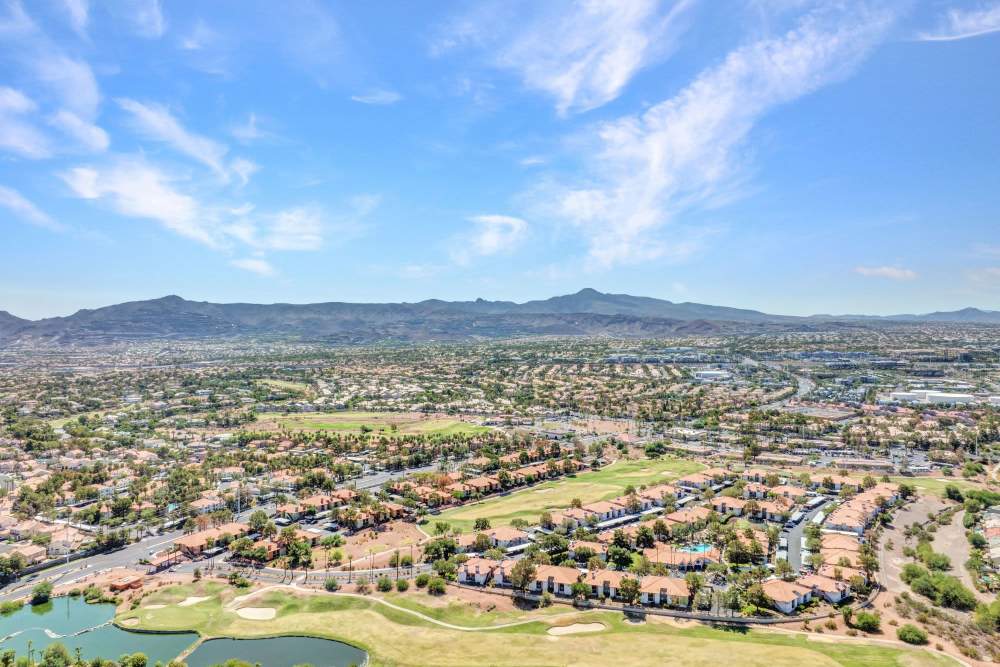 Aerial view of homes at Fairways on Green Valley in Henderson,Nevada