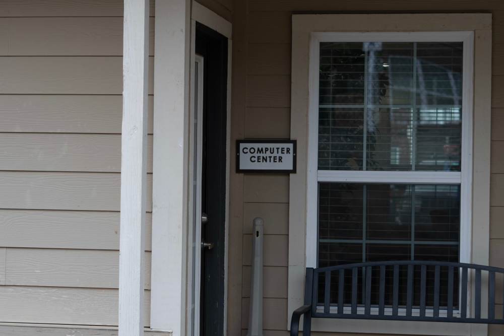 Entrance to the building at Hardin Terrace in Jefferson, Georgia