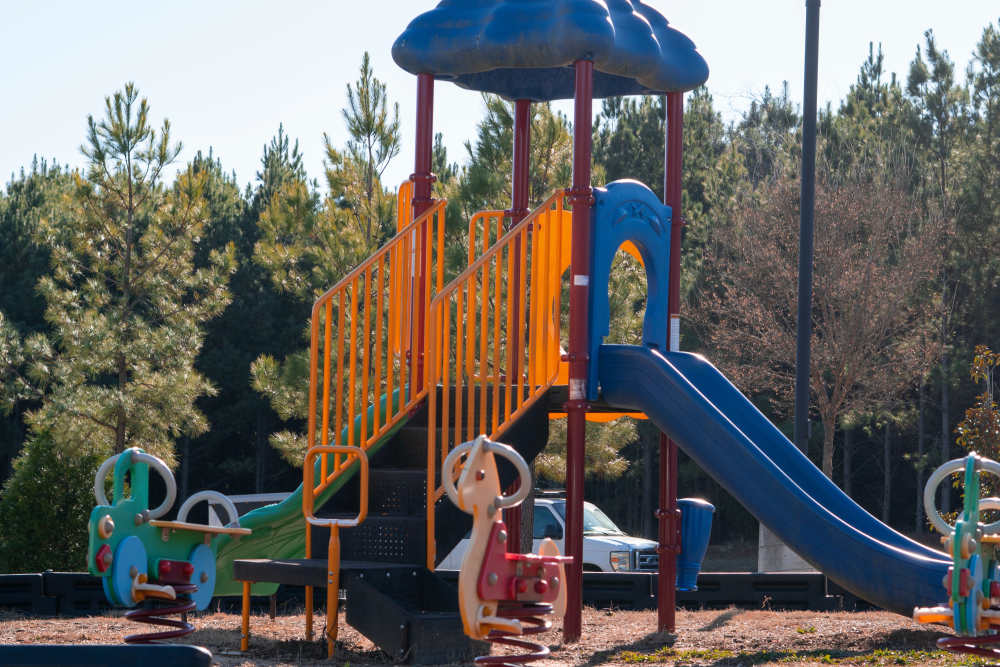 Slides in the playground at Hardin Terrace in Jefferson, Georgia