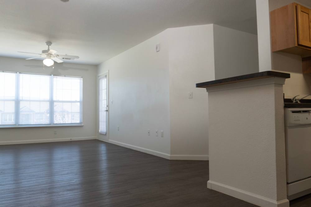 View of living room from kitchen at Hardin Terrace in Jefferson, Georgia