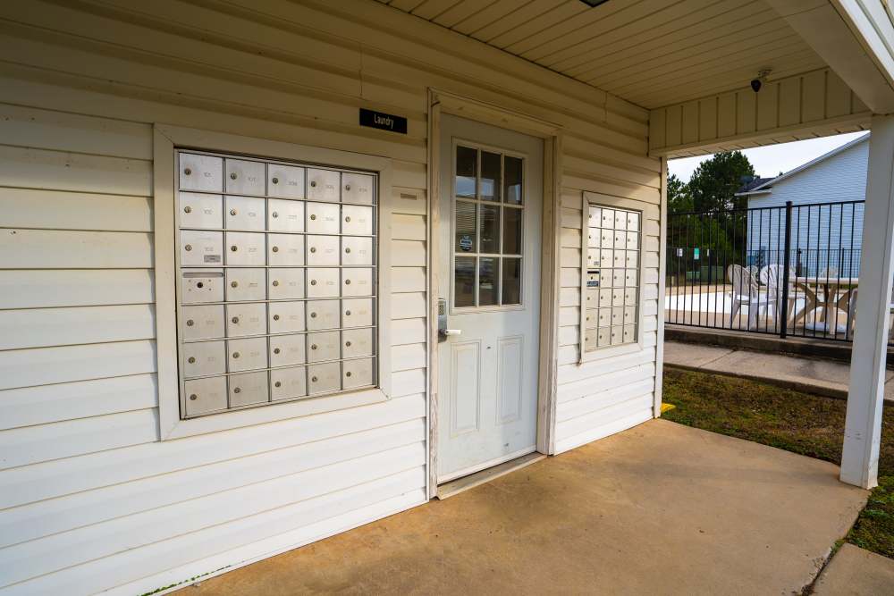 Mail boxes outside of the entrance to Hillside in Minden, Louisiana
