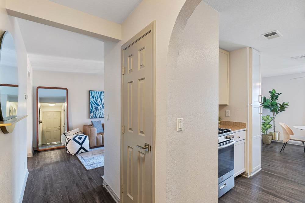 Hallway leading into living area at Fairways on Green Valley in Henderson, Nevada