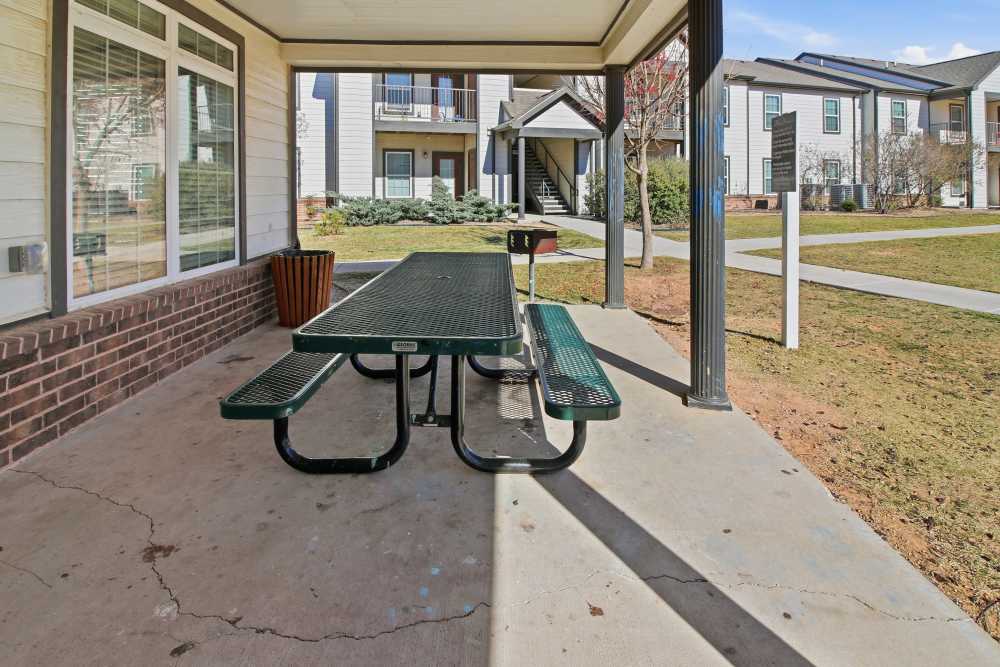 Outdoor seating area at Glenn Park in San Angelo, Texas