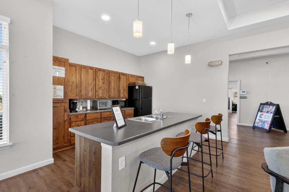 Community kitchen at Juniper Pointe in Kaufman, Texas
