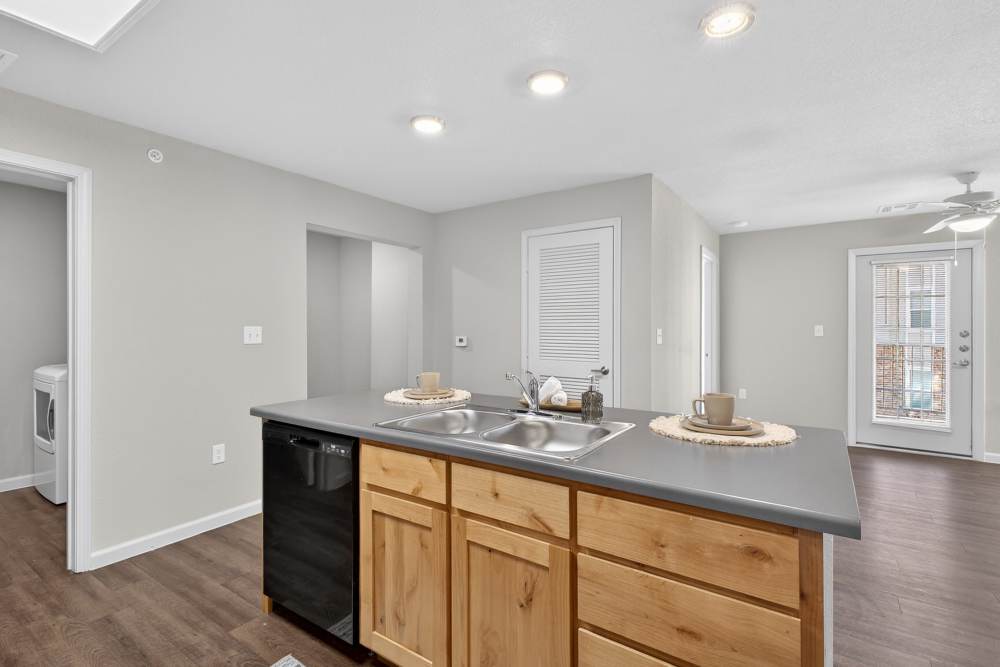Kitchen island at Juniper Pointe in Kaufman, Texas