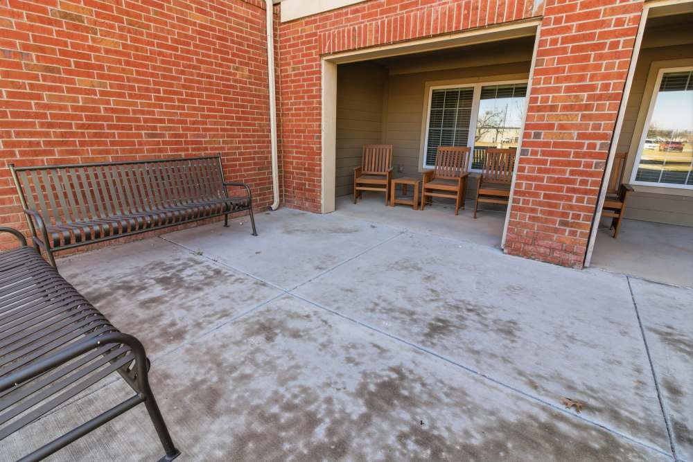 Outdoor seating area at Kirby Park in San Angelo, Texas