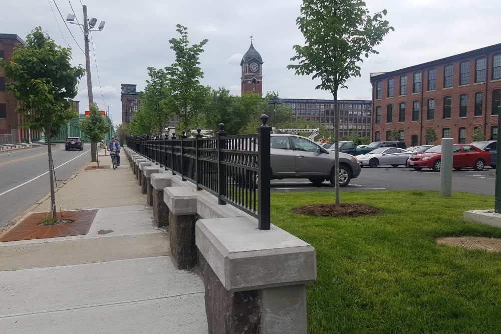 Road leading to the apartment building at Duck Mill in Lawrence, Massachusetts