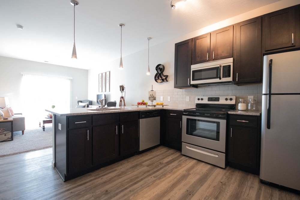 Spacious kitchen at Mirada Apartments in Lewis Center, Ohio