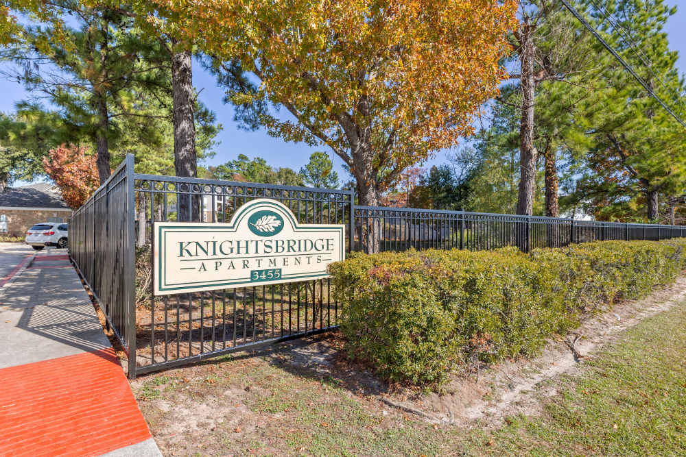 Sign outside of Knightsbridge in Humble, Texas