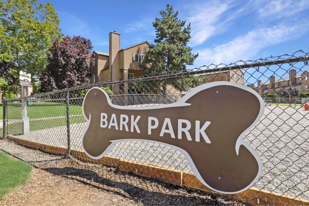 Bark park sign at Renaissance at 29th Apartments in Vancouver, Washington