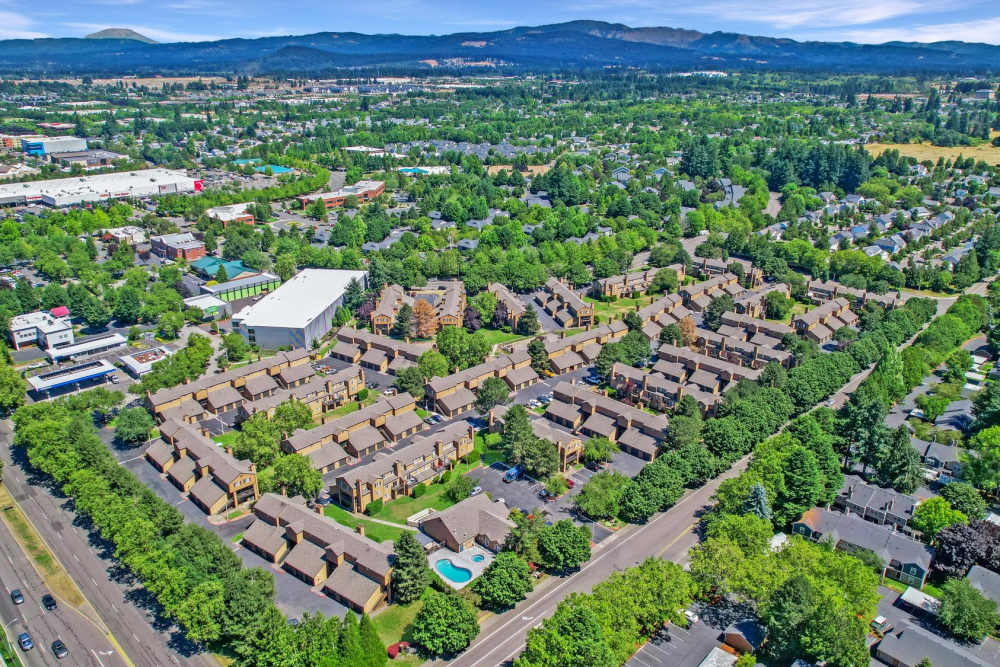 Beautiful aerial view of Renaissance at 29th Apartments in Vancouver, Washington