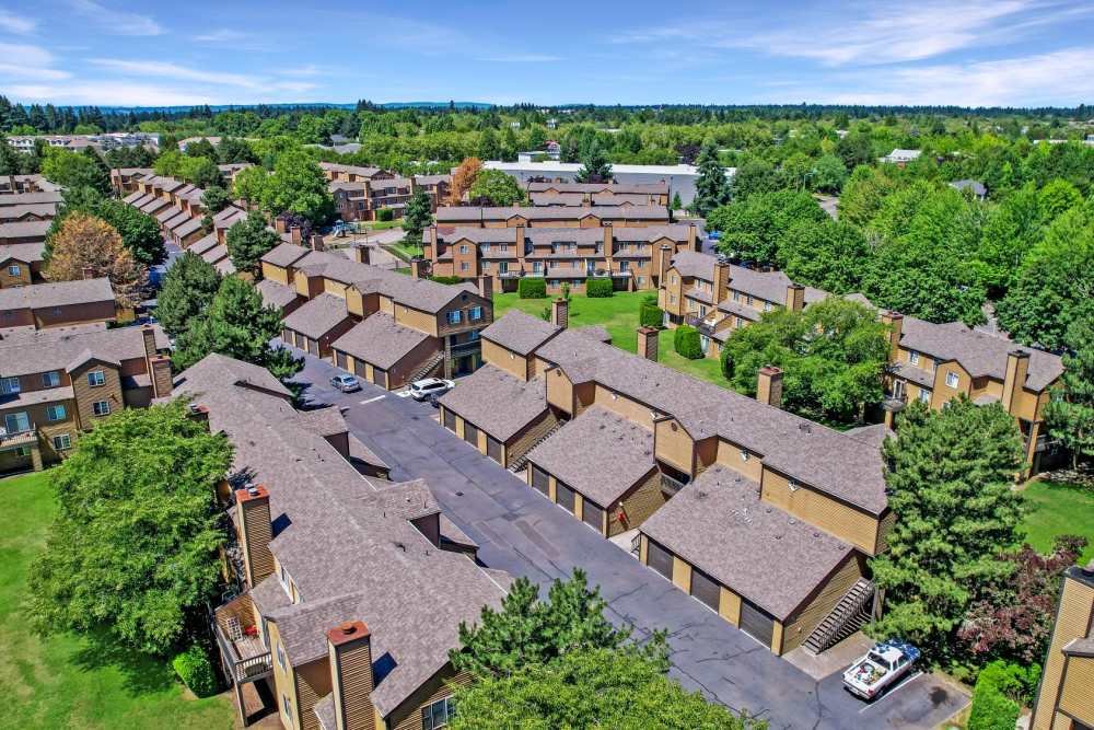 Aerial view of the community at Renaissance at 29th Apartments in Vancouver, Washington