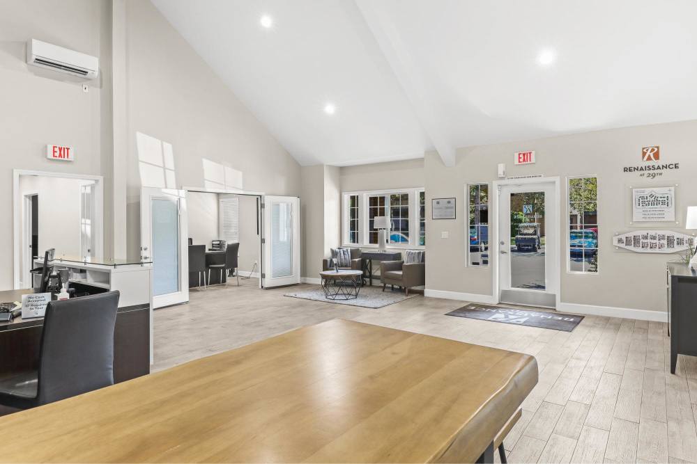 Community office with bright interior at Renaissance at 29th Apartments in Vancouver, Washington