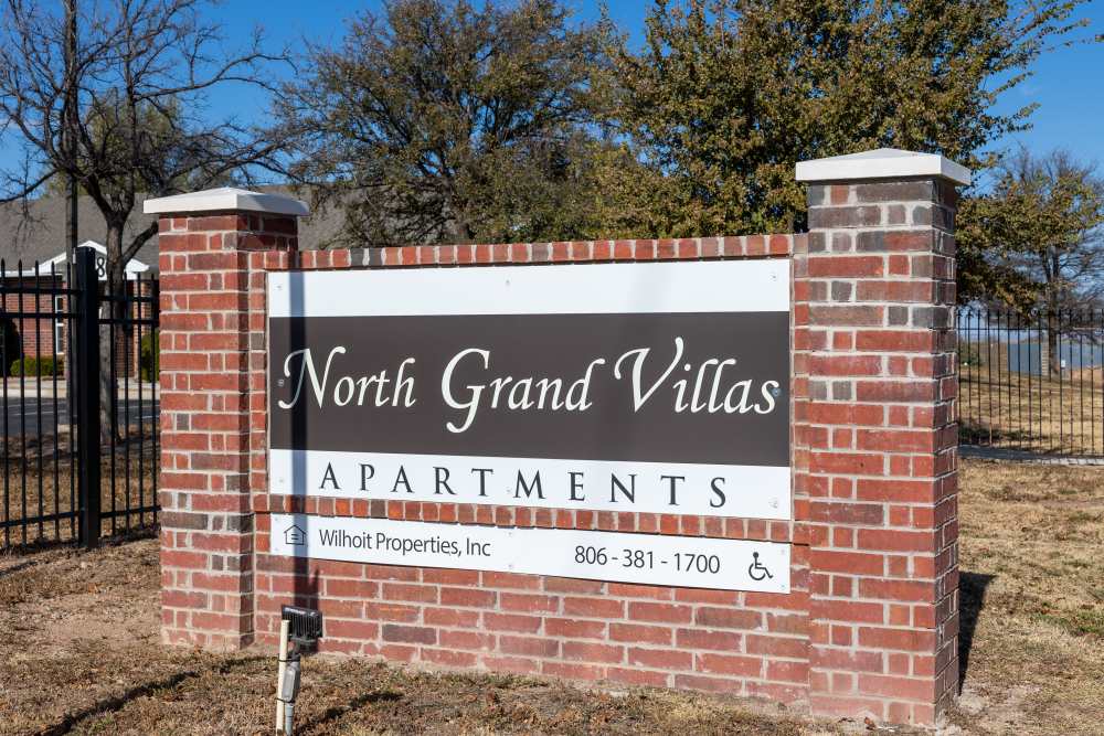 Property signage at North Grand Villas in Amarillo, Texas
