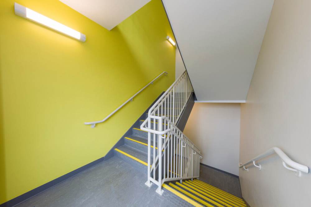 Stair case at Island Parkside in Lawrence, Massachusetts