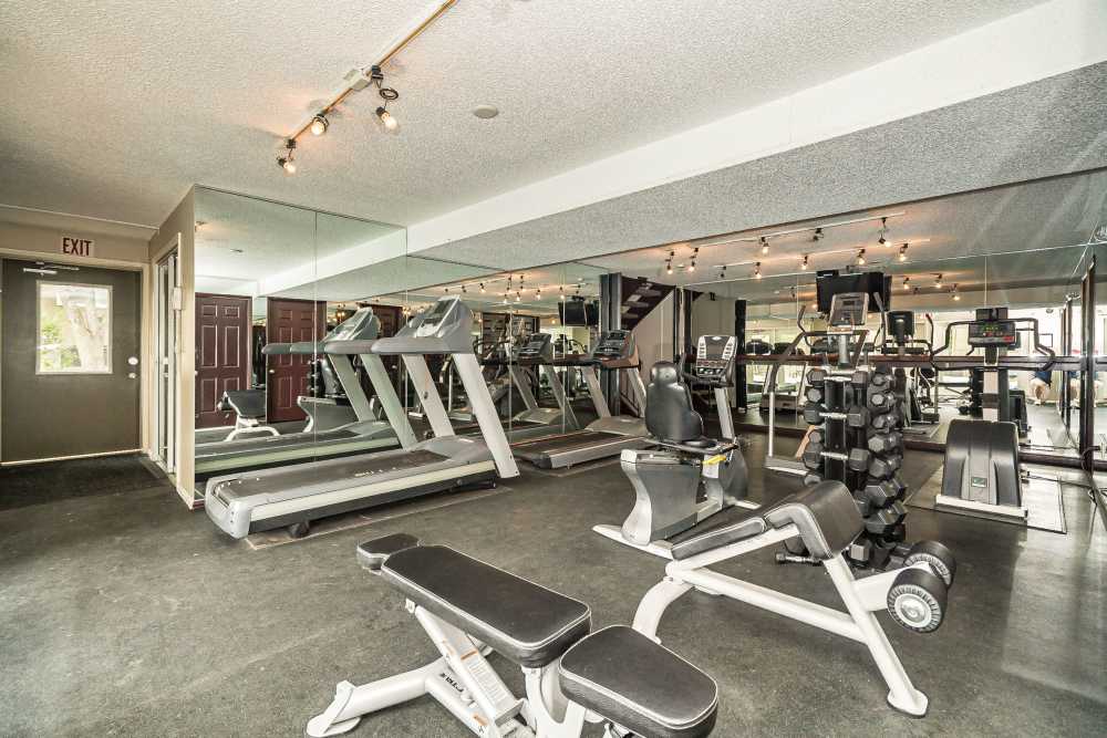 Spacious fitness center at Waterford West in Manchester, Missouri
