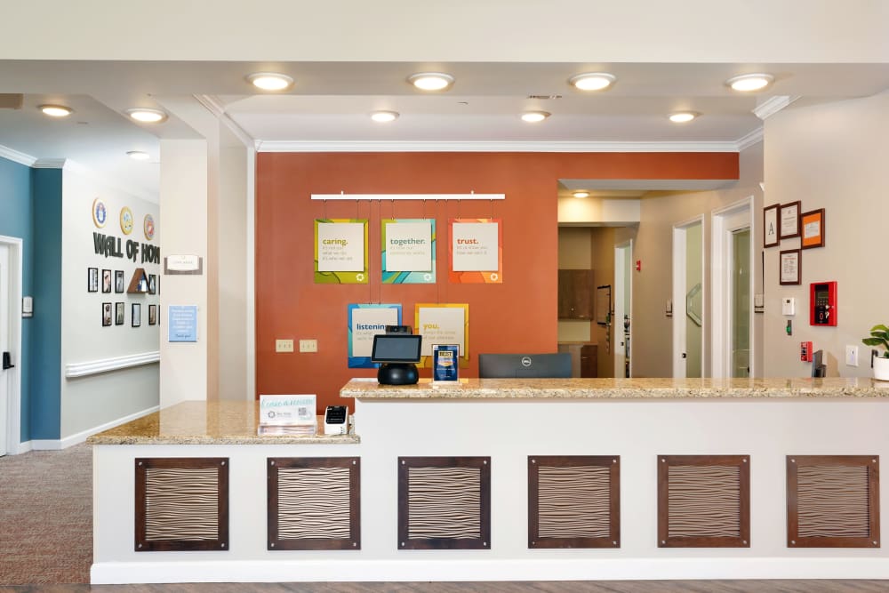 Salon room with styling chairs, mirrors, and cabinetry, at Sky Vista in Mesa, Arizona