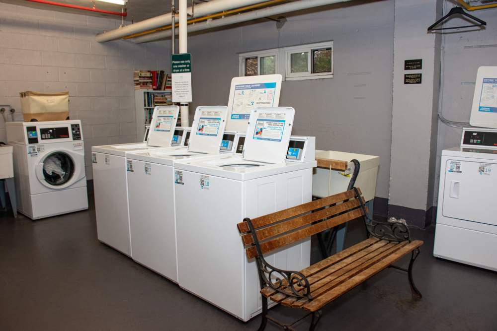 Modern decor in a model home's living space at Thomas Wynne Apartments in Wynnewood, Pennsylvania
