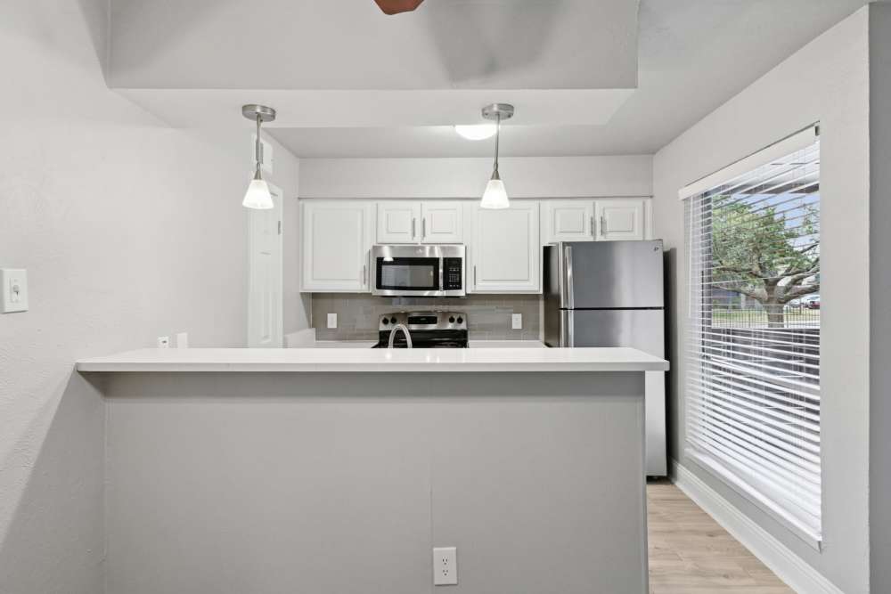 Bright, modern kitchen at Avondale Parc at Bellmar in Dallas, Texas