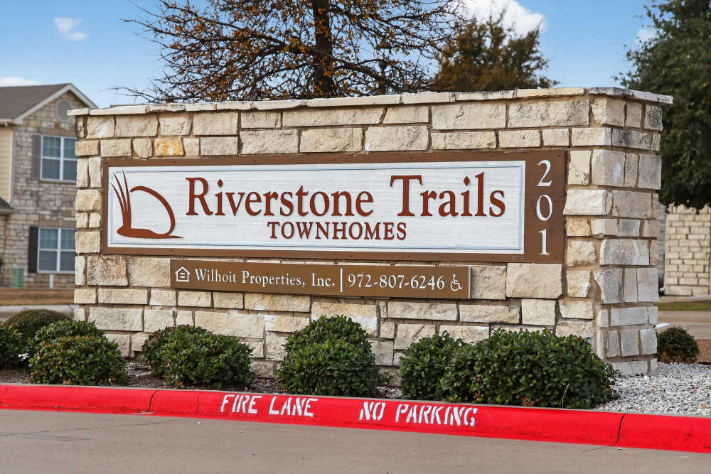 Community signage board at Riverstone Trails in Sunnyvale, Texas  