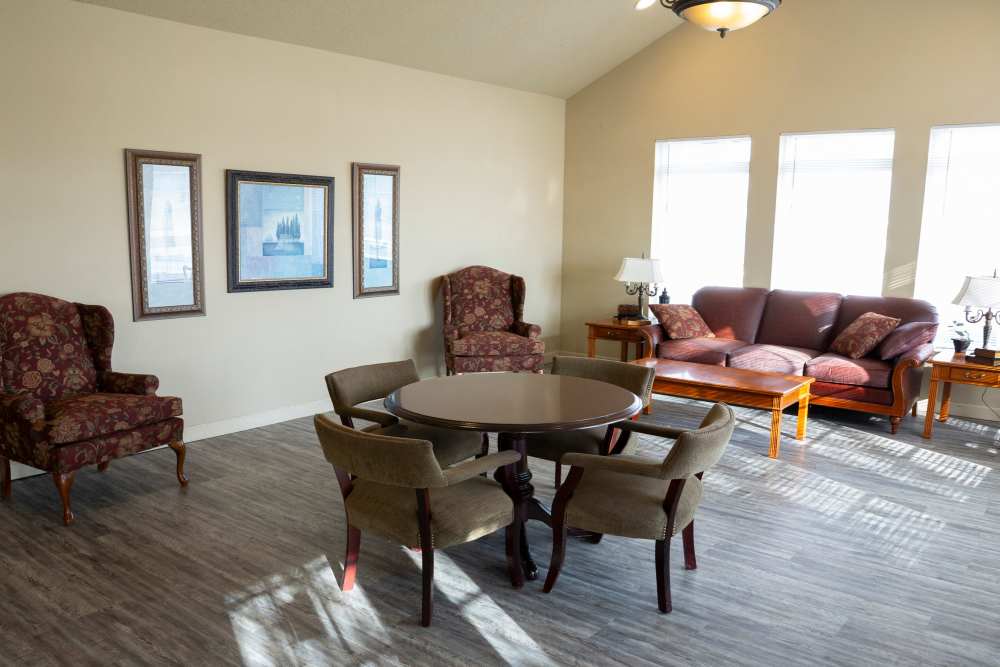 Seating area of leasing office at Stonebridge in Jacksonville, Illinois