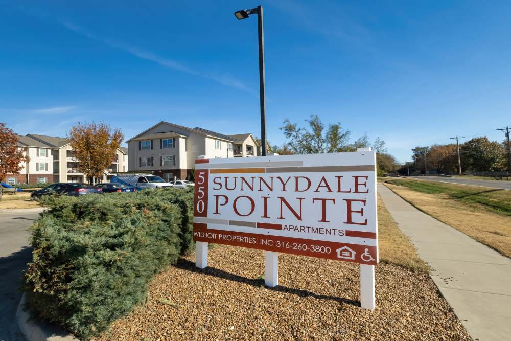 Property signage board at Sunnydale Pointe in Wichita, Kansas