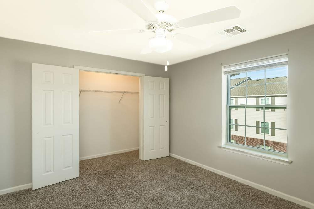 Spacious closets in apartment bedroom at Sunnydale Pointe in Wichita, Kansas