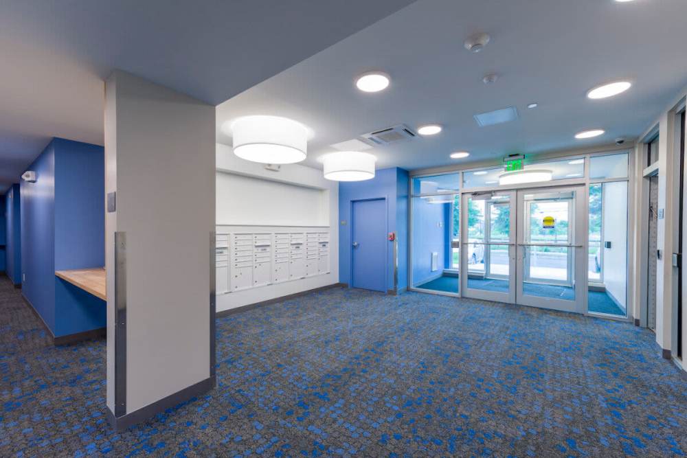 Community entrance room at Island Parkside in Lawrence, Massachusetts