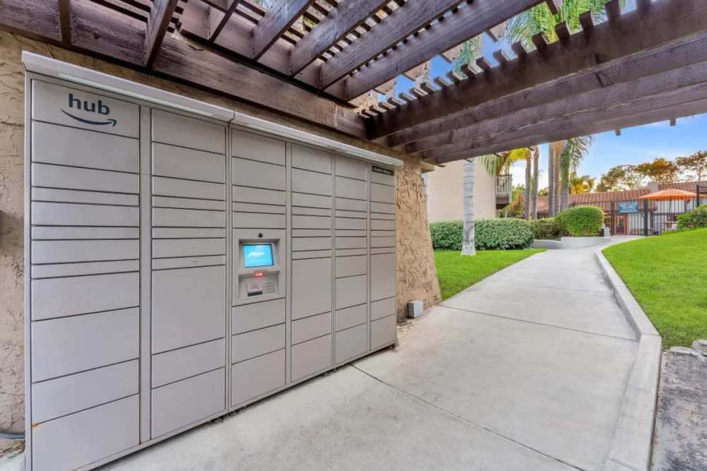 Storage and package area at Shadow Ridge Apartments in Oceanside, California