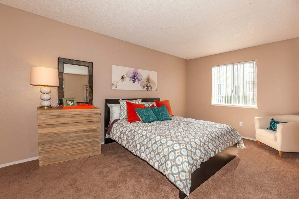 Bedroom at The Woodlands Apartments in Sacramento,California