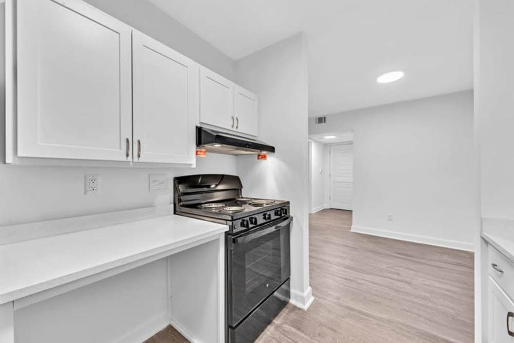 Modern kitchen with granite countertops at Canebreak Apartments in Summerville, South Carolina