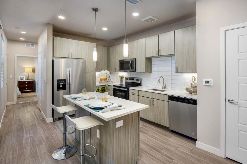 Kitchen at Strata Apartments in Denver, Colorado