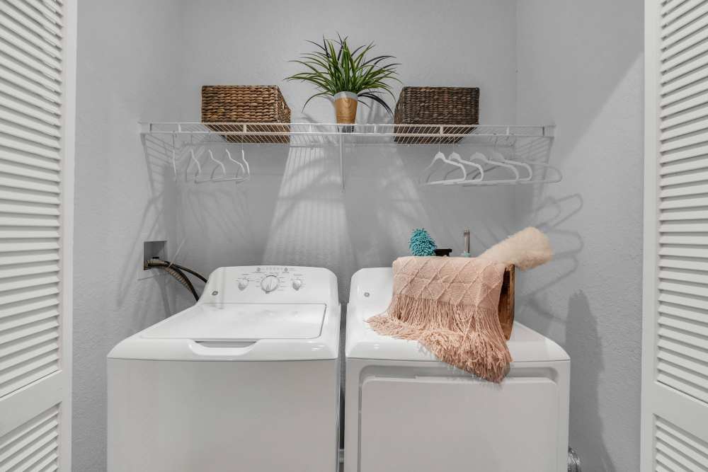 Washer and dryer of a model apartment at Dawson in Orlando, Florida