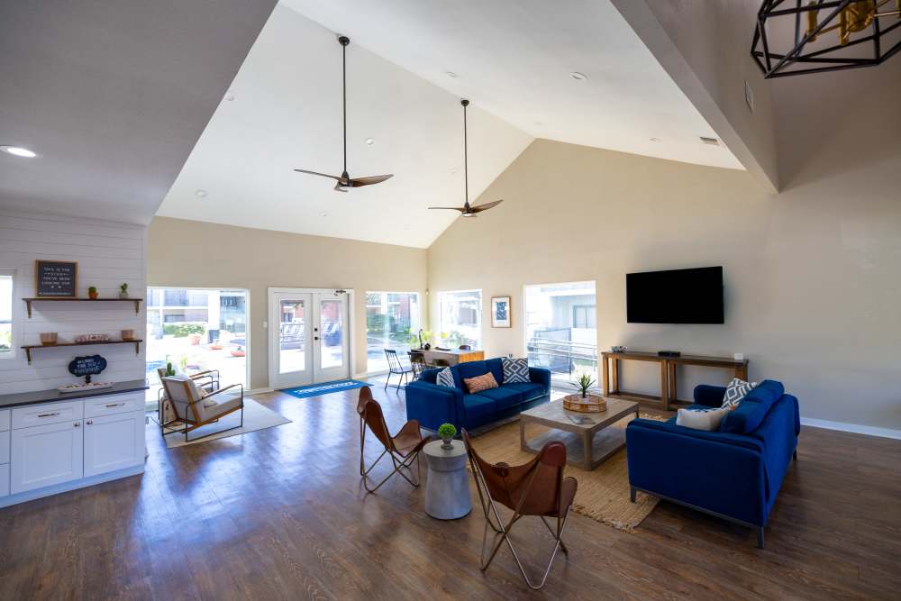 Clubhouse with television at Rivercrest in Waco, Texas  