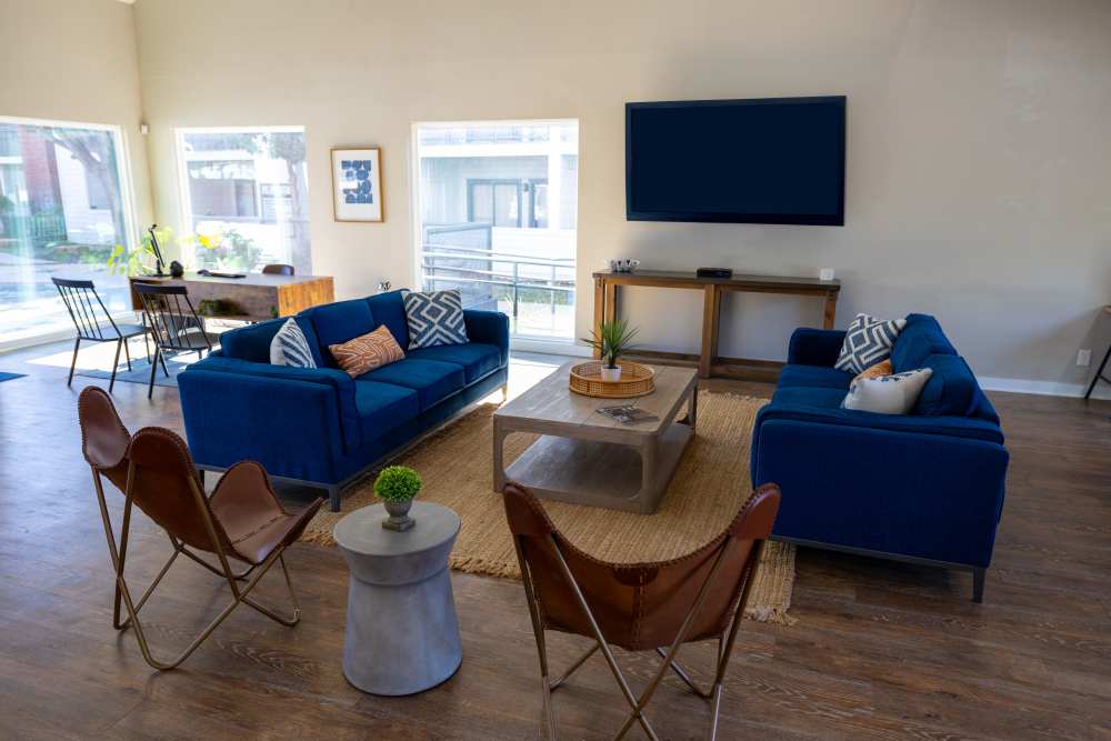 Clubhouse with wooden flooring at Rivercrest in Waco, Texas 