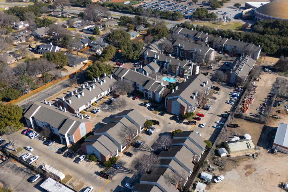 Aerial view of community at Rivercrest in Waco, Texas 