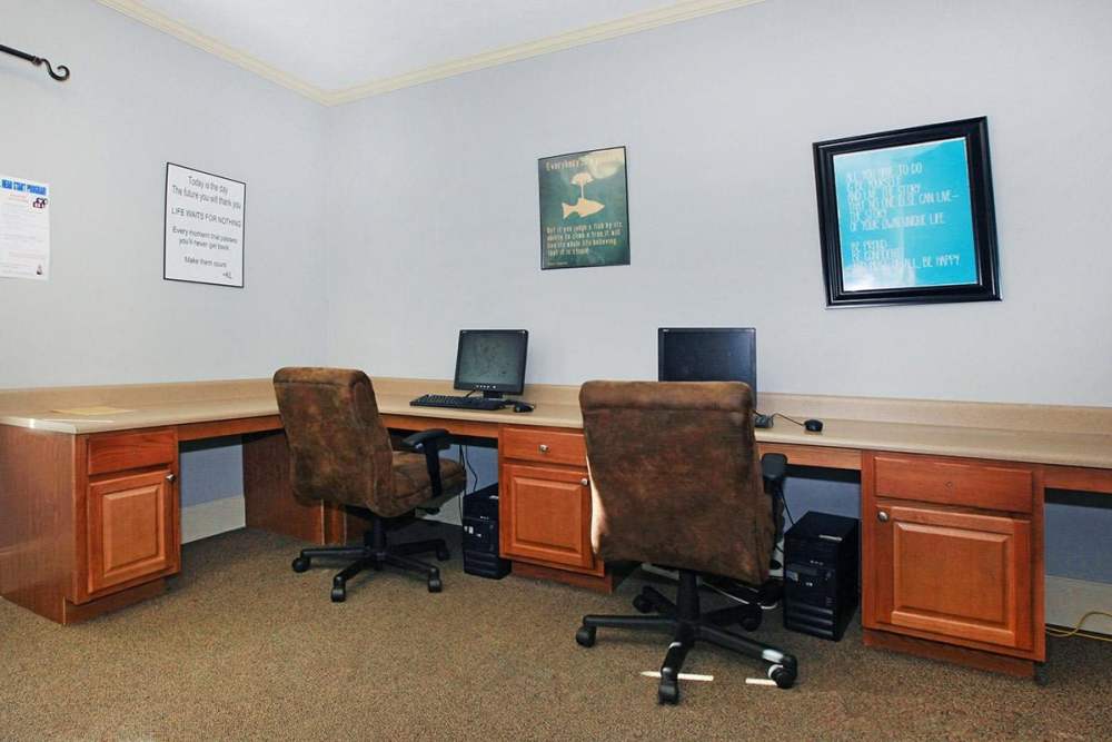 Business center with computers at Sawgrass Park in Gulfport,Mississippi 