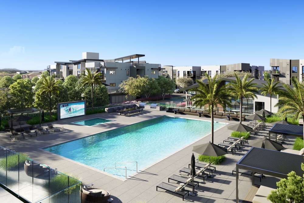 Pool area at Haven + Arrow in Rancho Cucamonga, California