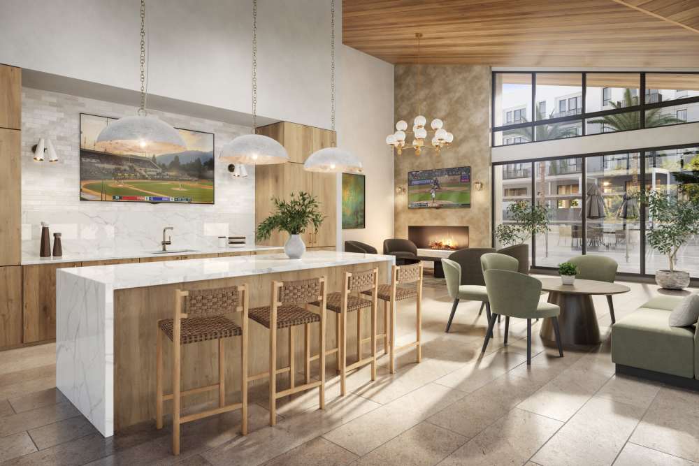 Clubhouse kitchen at Haven + Arrow in Rancho Cucamonga, California