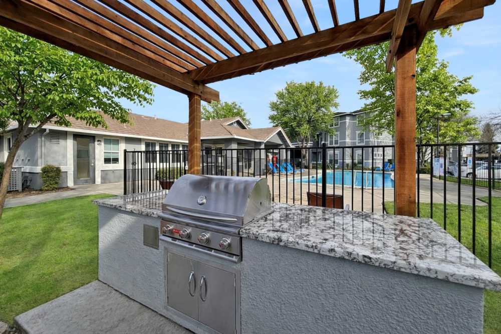 BBQ station at Natomas Park Apartments in Sacramento, California