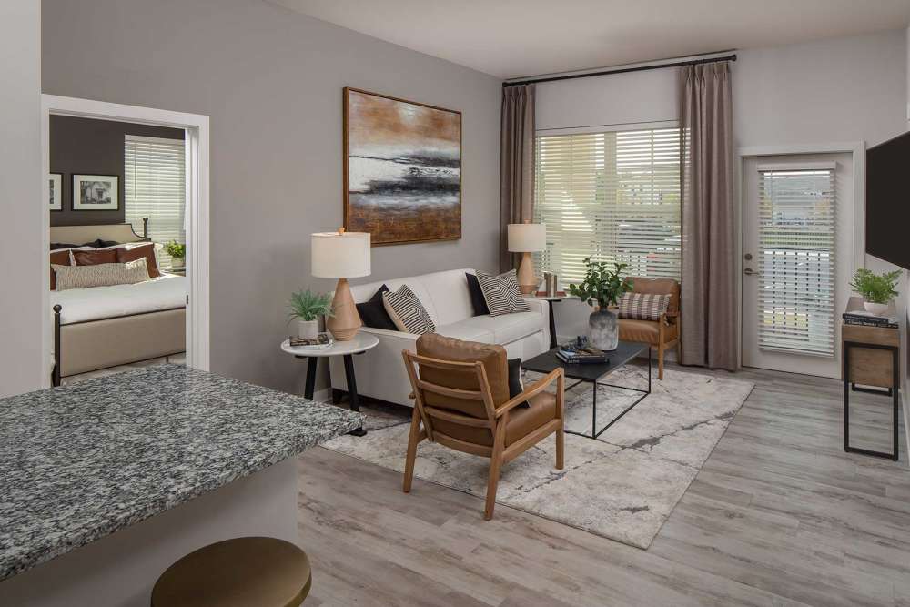 Spacious living room at Arden at South Point Apartment Homes in McDonough, Georgia