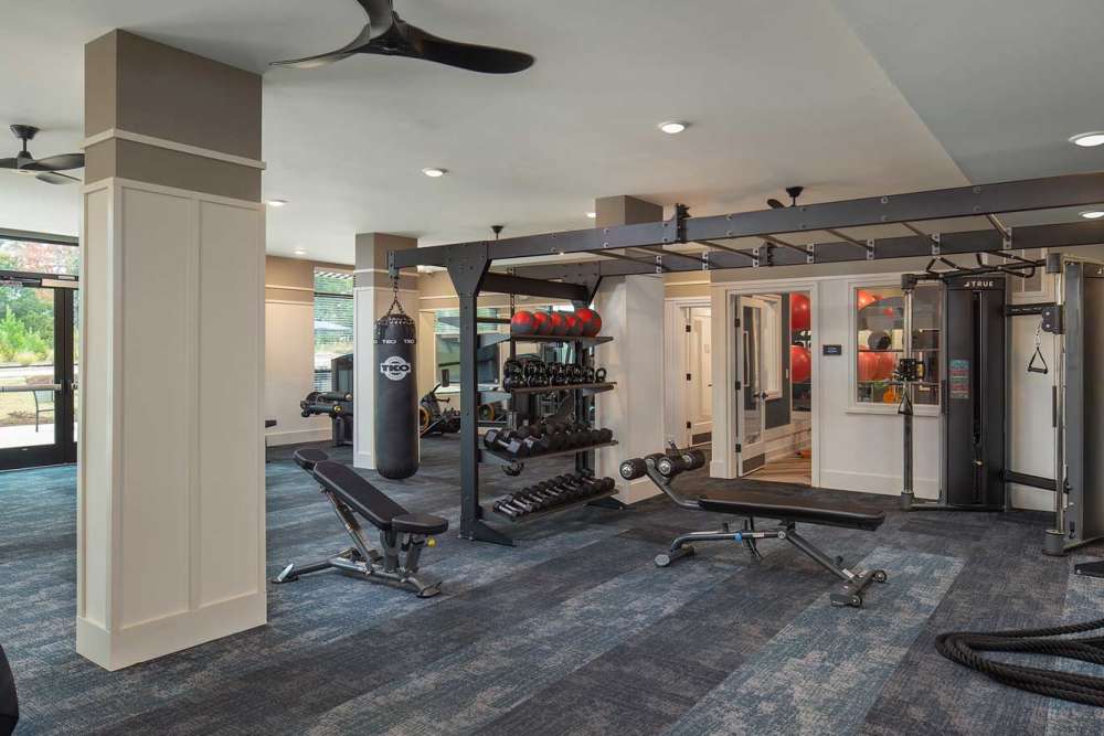Fitness center at Arden at South Point Apartment Homes in McDonough, Georgia