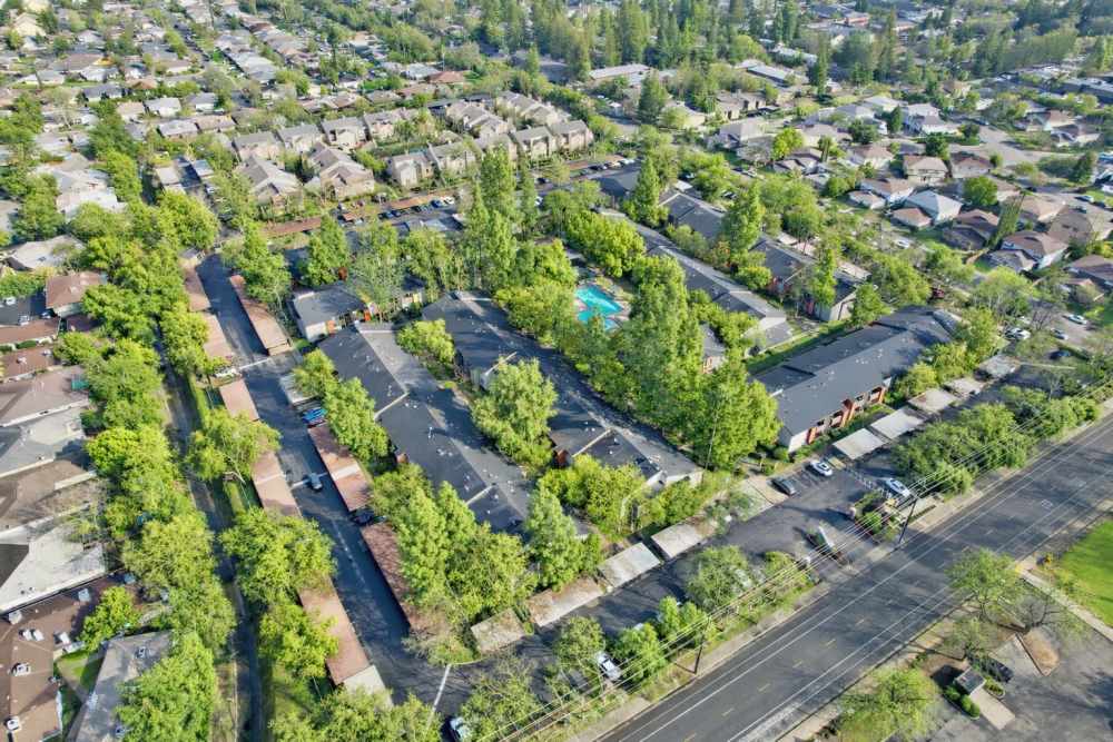 Ariel view of the property at Falls at Arden in Sacramento, California