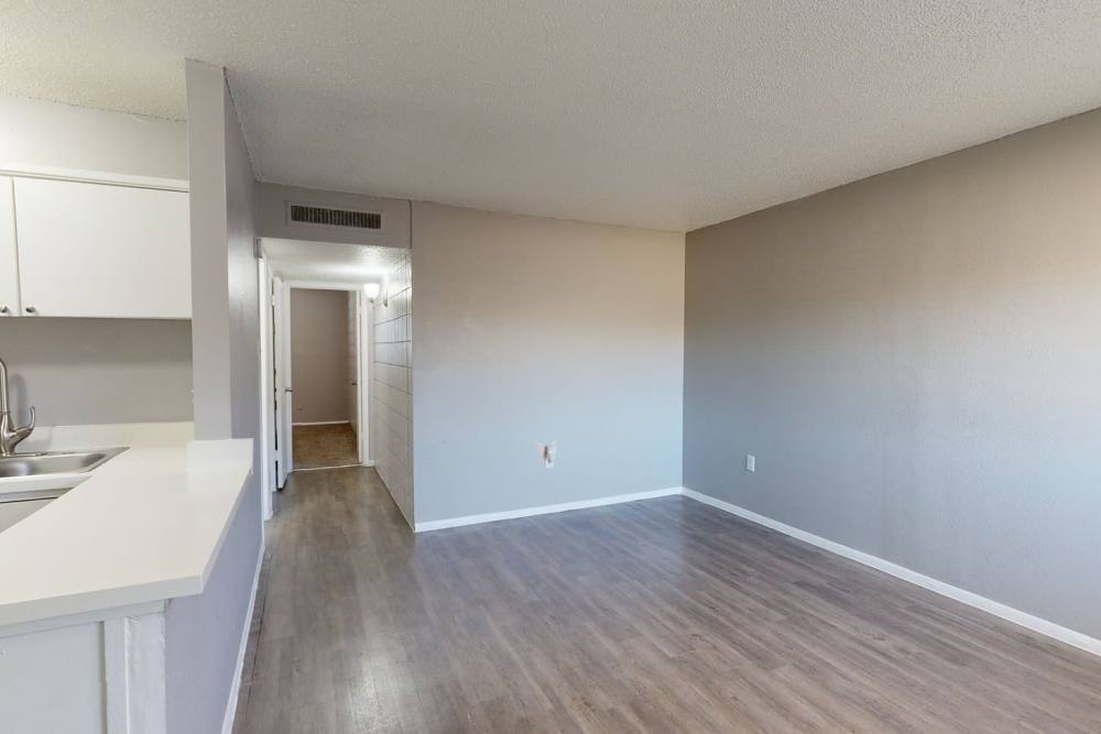 Kitchen and living room at Agave Courtyard in El Paso,Texas