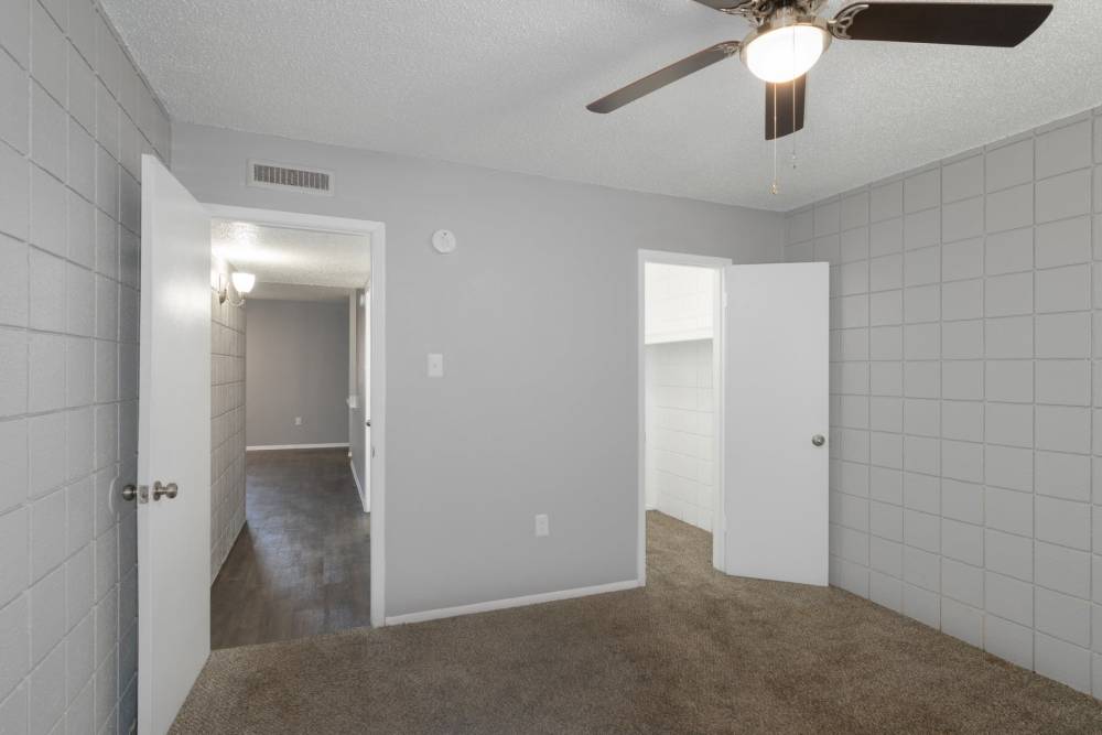 Bedroom with closet and a bathroom at Agave Courtyard in El Paso,Texas