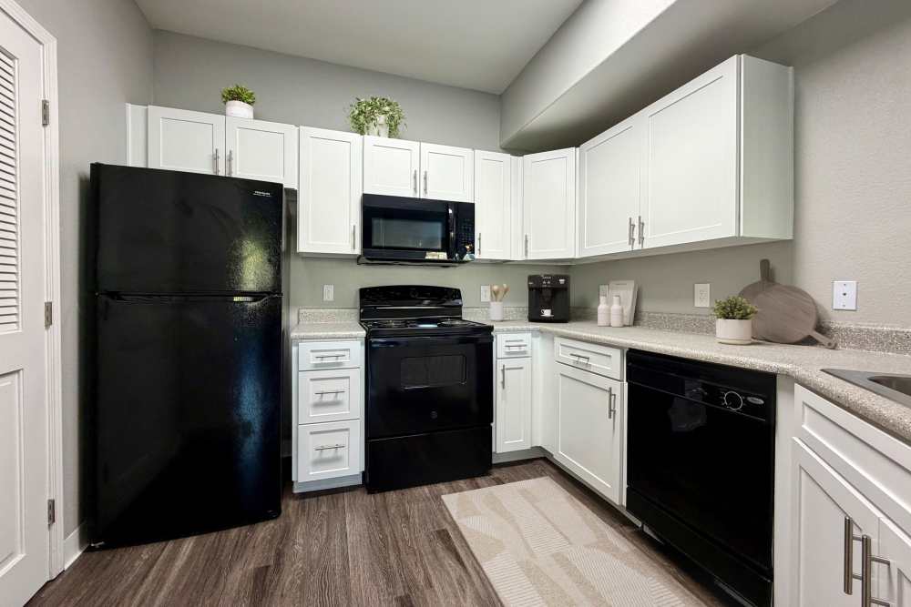 Kitchen with updated interiors at The Lofts in Sacramento, California